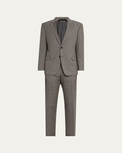 Giorgio Armani Men's Windowpane Suit In Gray