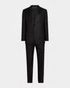 Giorgio Armani Men's Wool And Silk Micro-textured Two-piece Tuxedo In Silver