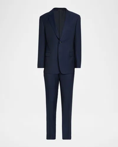 Giorgio Armani Men's Wool And Viscose Textured Two-piece Suit In Black