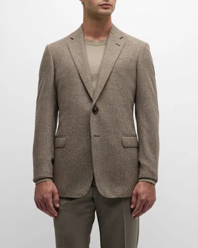 Giorgio Armani Men's Wool-cashmere Nailhead Sport Coat In Solid Medium Brown