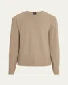 Giorgio Armani Men's Wool Chevron Crewneck Sweater In Beige