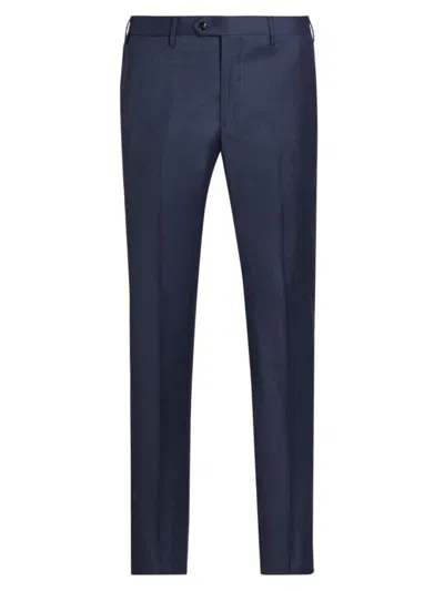 Giorgio Armani Men's Wool Crease-front Trousers In Navy