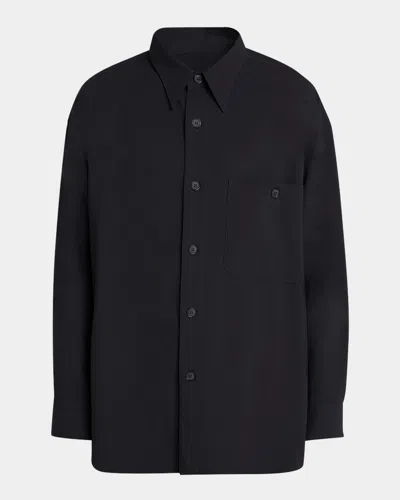 GIORGIO ARMANI MEN'S WOOL CREPE OVERSIZED SPORT SHIRT
