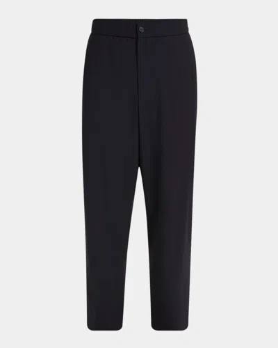 Giorgio Armani Men's Wool Crepe Trousers In Black