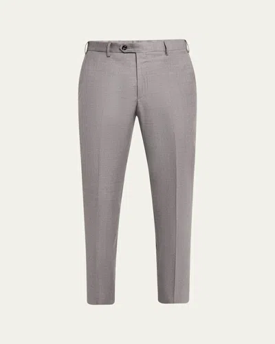 Giorgio Armani Men's Wool Flat-front Trousers In Multi