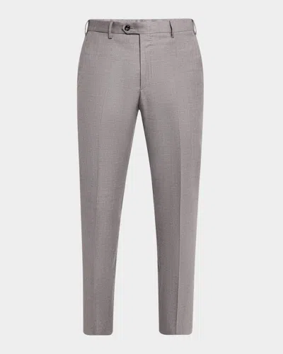 GIORGIO ARMANI MEN'S WOOL FLAT-FRONT TROUSERS