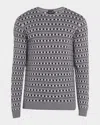 Giorgio Armani Men's Wool Geometric Crewneck Sweater