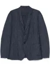 Giorgio Armani Wool Jacket With Back Vent And Patch Pockets In Blue