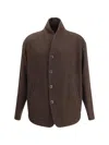Giorgio Armani Pea Coat In Wool And Cashmere Cloth In Brown