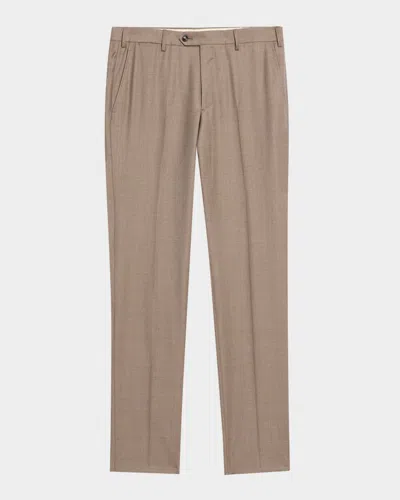 Giorgio Armani Men's Wool Sharkskin Flat Front Trousers In Green