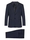 Giorgio Armani Wool Suit With Flap Pockets And Notch Lapel In Blue