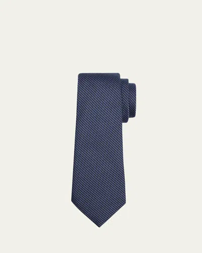 Giorgio Armani Men's Woven Micro-geometric Silk Tie In Blue