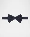 Giorgio Armani Textured Silk Bow Tie With Adjustable Strap In Blue