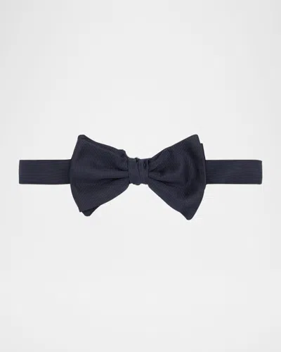 Giorgio Armani Faille Silk Bow Tie In Navy