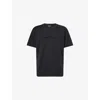 Giorgio Armani Mens Black Beauty Embroidered-logo Crewneck Cotton T-shirt