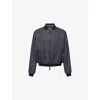 Giorgio Armani Pointed Collar Blue Linen Blouson Jacket In Denim Blu