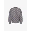 Giorgio Armani Crew Neck Geometric Pattern Sweater In Multi