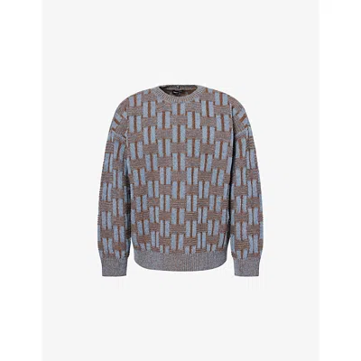 GIORGIO ARMANI MENS GIORGIO ARMANI PATTERNED KNITTED WOOL JUMPER