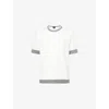 Giorgio Armani Mens White Contrast-trim Crew-neck Cotton T-shirt
