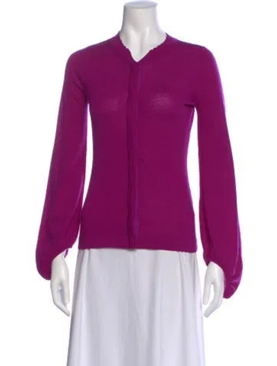 Pre-owned Giorgio Armani Merino Wool Crew Neck Sweater In Purple