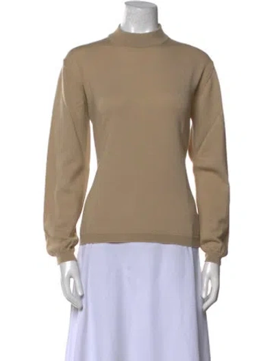 Pre-owned Giorgio Armani Merino Wool Mock Neck Sweater In Neutral