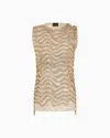 Giorgio Armani Mesh And Lurex Top With Rhinestone Embroidery