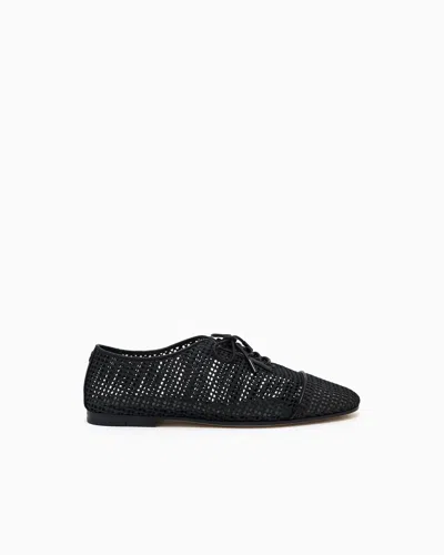 Giorgio Armani Mesh And Nappa Leather Lace-ups In Black