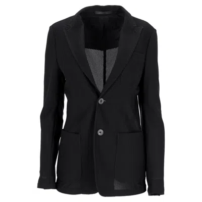 Giorgio Armani Mesh Back Blazer In Black Polyamide