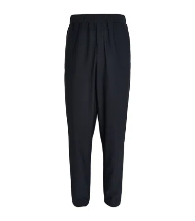 Giorgio Armani Mesh Tailored Trousers In Blue