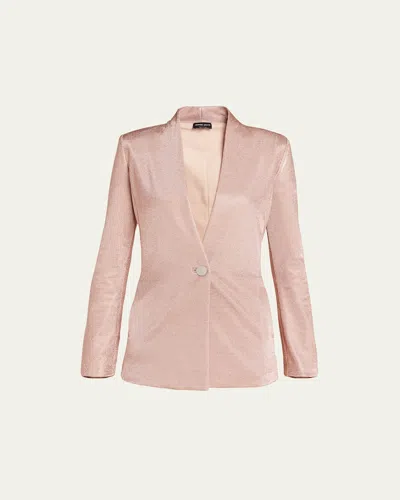 Giorgio Armani Metallic Bonded Jersey One-button Blazer In Solid Light/pastel P