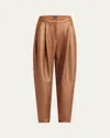 Giorgio Armani Double-sided Jersey Single-pleat Trousers In Brown