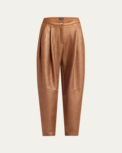 GIORGIO ARMANI METALLIC-COATED JERSEY TROUSERS
