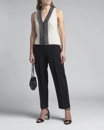 Giorgio Armani Metallic-front Boucle Knit Tank Top In Beige