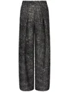 Giorgio Armani Single-pleat Jersey Trousers With A Flocked Print And Sequins In Black