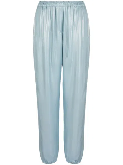 Giorgio Armani Metallic-sheen High-waisted Trousers In Blue