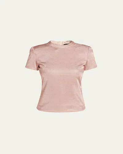 Giorgio Armani Metallic Short-sleeve Bonded Jersey Tee In Solid Light/pastel P