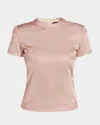 Giorgio Armani Metallic Short-sleeve Bonded Jersey Tee In Solid Light/pastel P