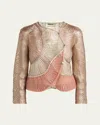 Giorgio Armani Metallic Soutache Two-tone Leather Jacket In Multi