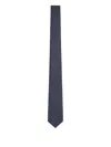 Giorgio Armani Silk Tie With Jacquard Micro-pattern In Blue