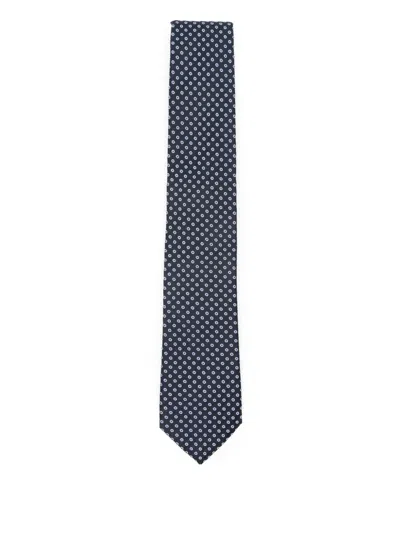 Giorgio Armani Micro-dot Tie In Blue