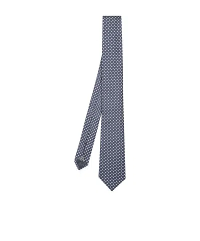 Giorgio Armani Micro-dot Tie In Blue