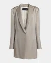 Giorgio Armani Long Single-breasted Jacket In Jacquard Viscose And Cupro In Silver