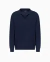 Giorgio Armani Micro Jacquard Virgin Wool And Viscose Polo Jumper
