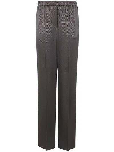 Giorgio Armani Micro Jacquard Viscose Cupro Trousers In Grey