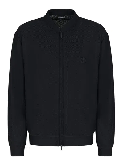 Giorgio Armani Micro Modal Double Jersey Blouson In Black