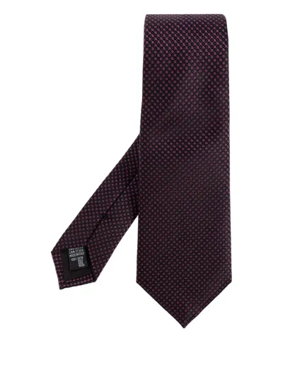 Giorgio Armani Micro-pattern Silk Tie In Black