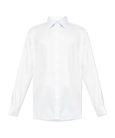 Giorgio Armani Micro-striped Shirt In White