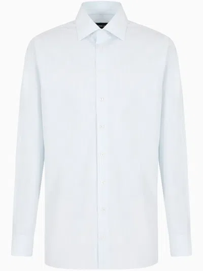 Giorgio Armani Micro-striped Shirt In White