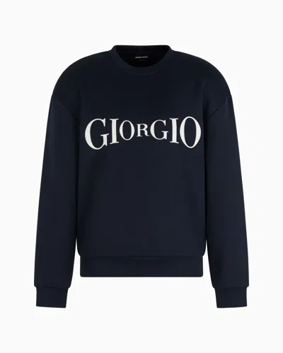 Giorgio Armani Micromodal Jersey Crew-neck Sweatshirt In Blue