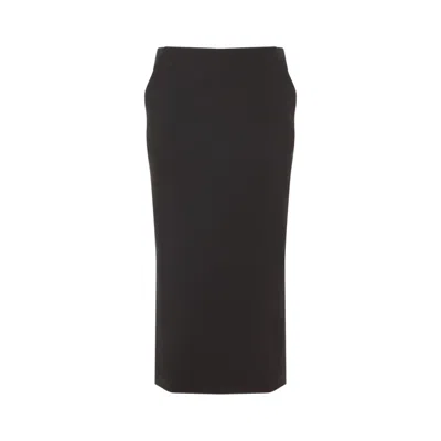 Giorgio Armani Mid-calf Virgin Wool Skirt With Subtle Details In Black